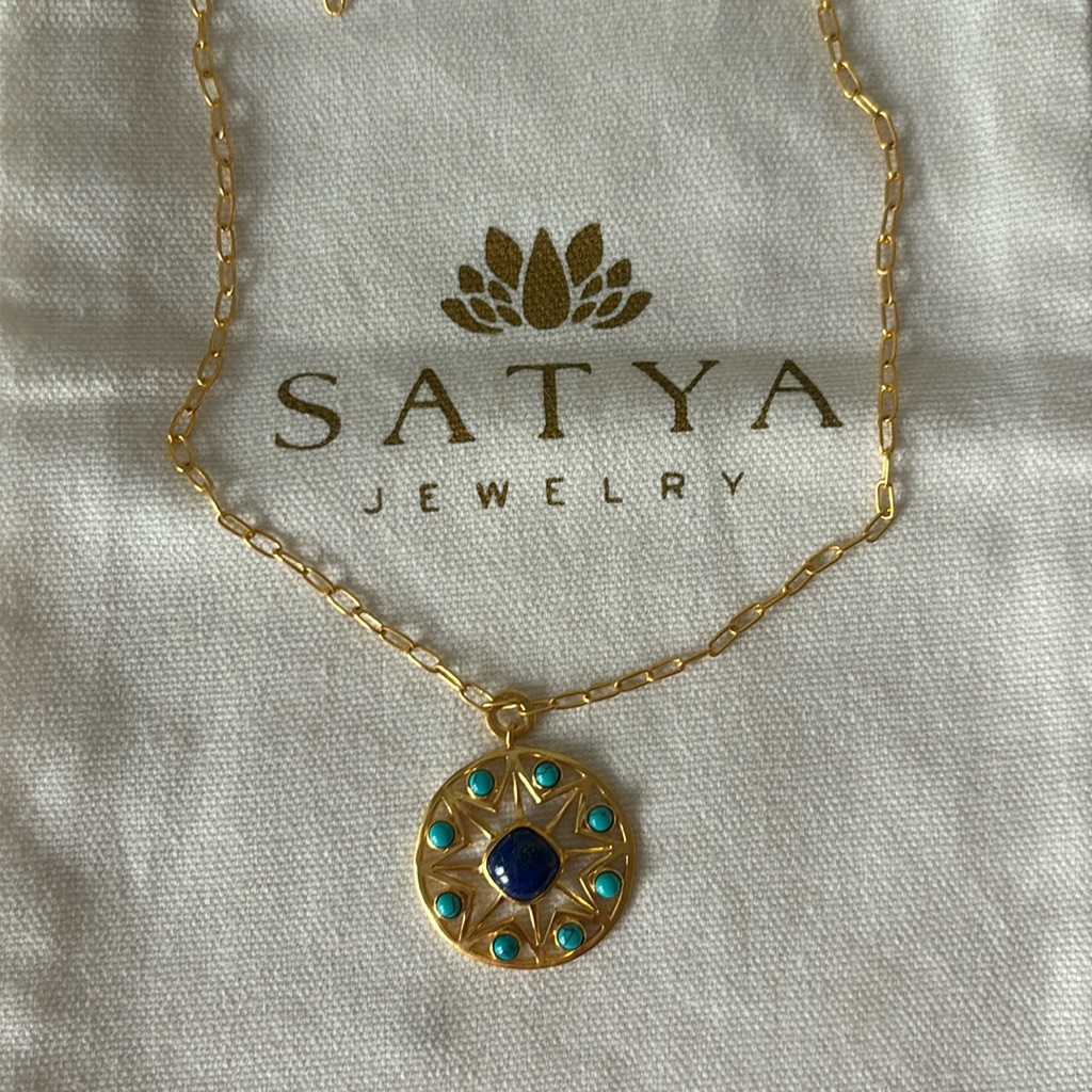 Satya 15 With 2 Extender Necklace Lapis And Turquoise 60$